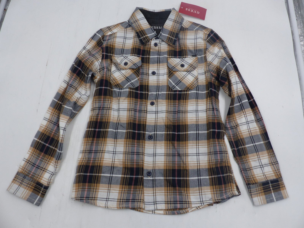 GUESS BOYS LANE PLAID LONG SLEEVE WOVEN CASUAL TOP SIZE 7