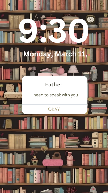 [Text on locked phone screen] 9:30 Thursday, January 11 Father I need to speak with you