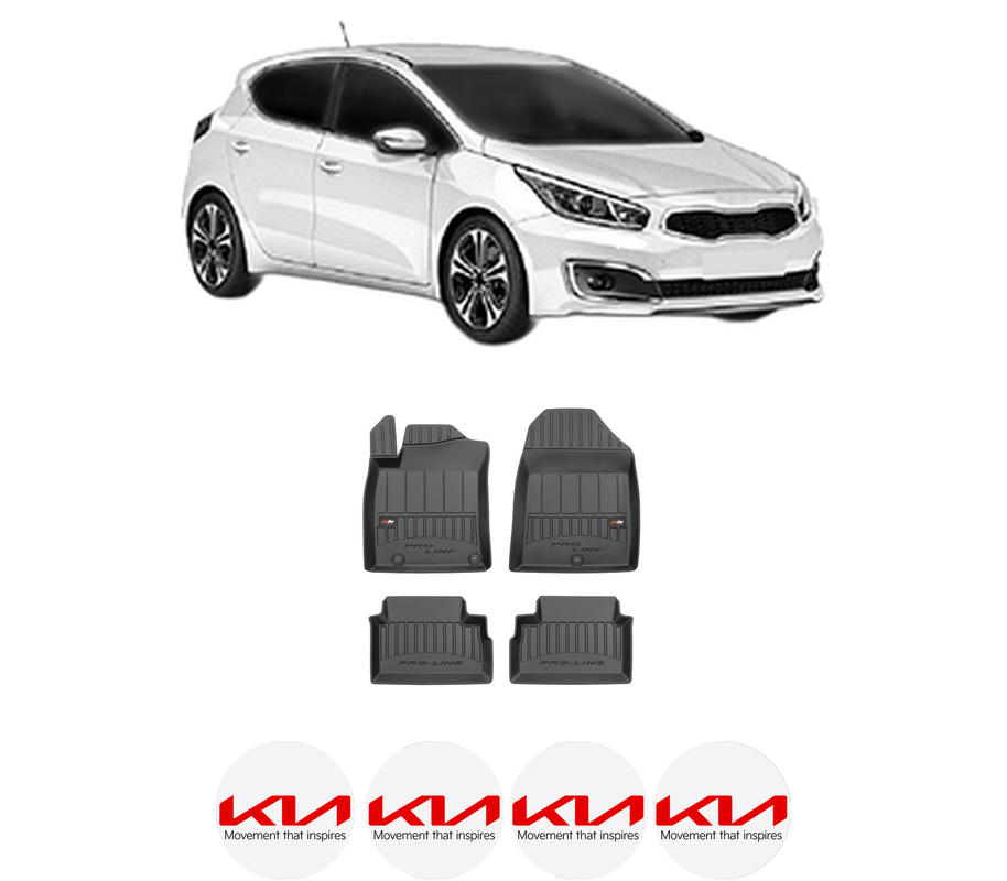 Set covorase presuri KIA CEED (CD) din 2018-2024, auto, din cauciuc thermoplastic, 4 Stickere auto cu KIA