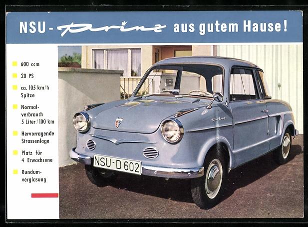 AK NSU Prinz 600ccm Motor Auto Kenndaten