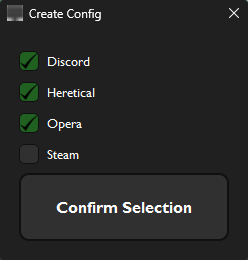 config selection