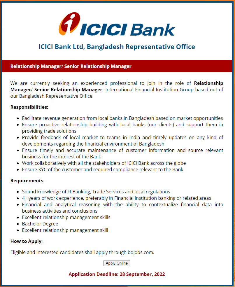 ICICI ব্যাঙ্ক জব সার্কুলার 2022 ছবি