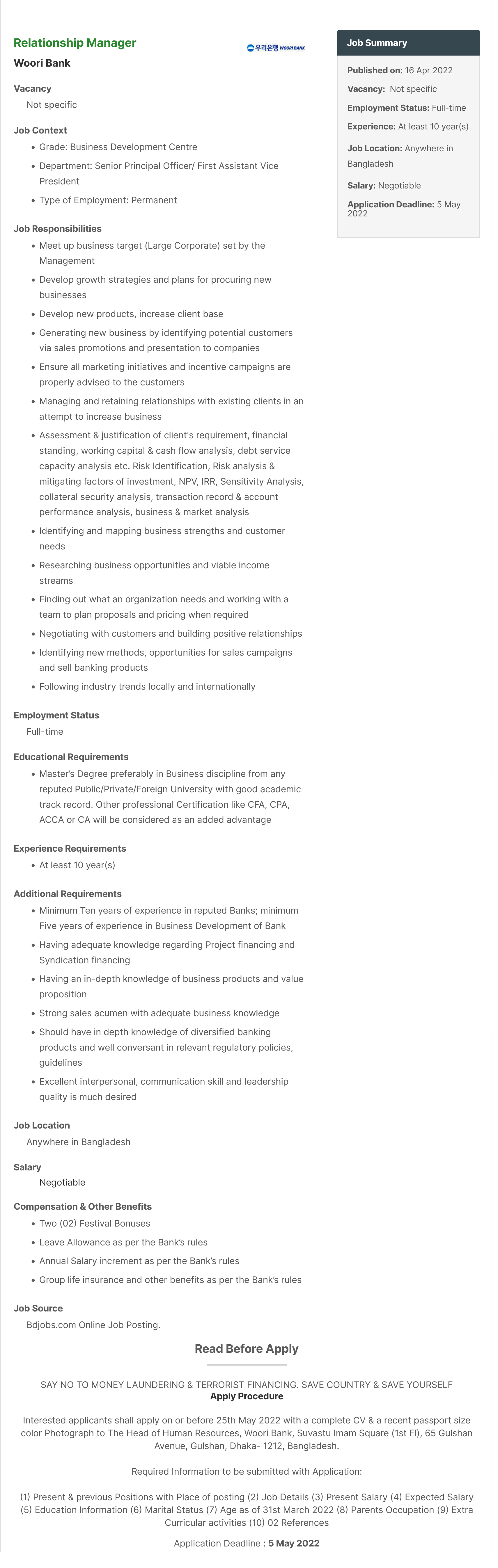 Woori Bank Bangladesh Job Circular 1 Woori Bank Job Circular 2022