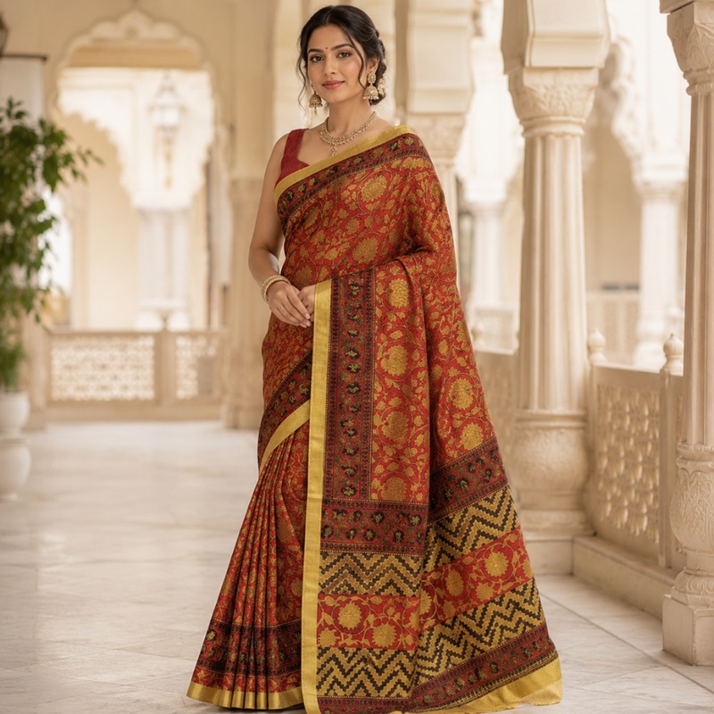 Handcrafted Chanderi Silk Saree | Luxurious, Lightweight & Traditionally Woven Design -10