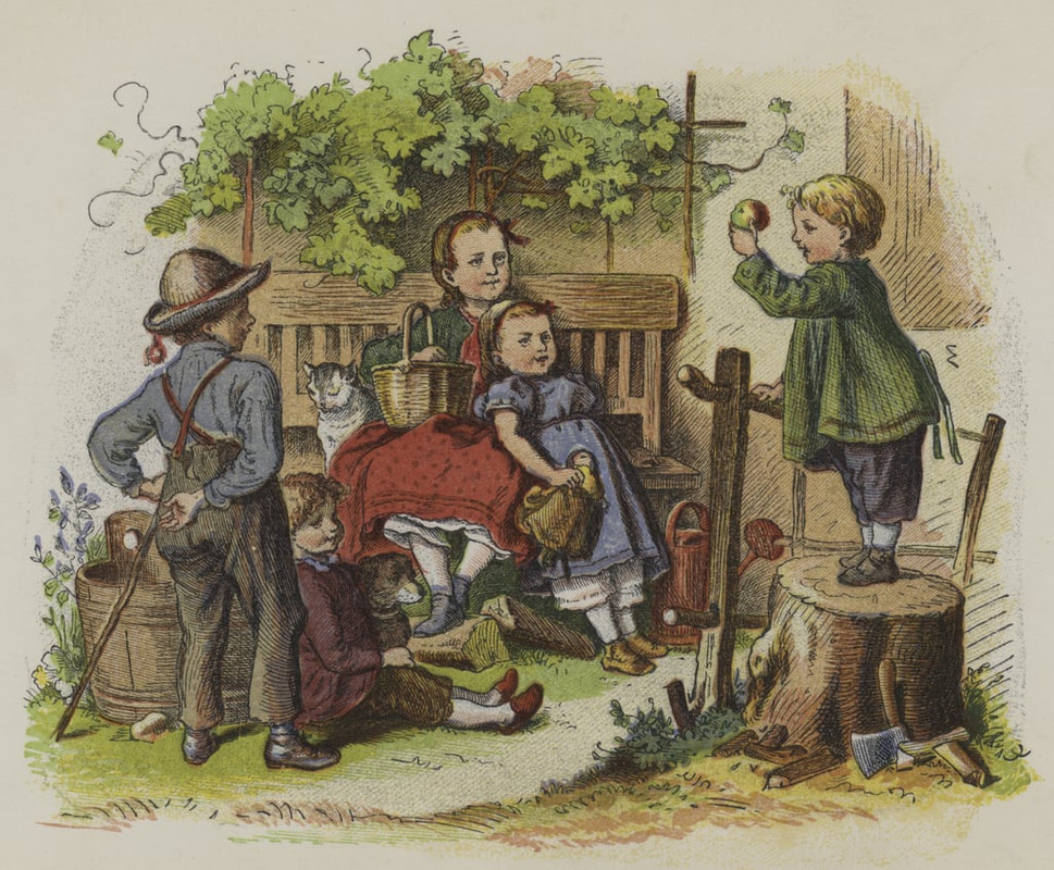 Oskar-Pletsch-Group-of-children-playing-outdoors-colour-litho-Meister-Drucke-987698
