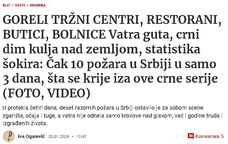 GORELI TRŽNI CENTRI, RESTORANI, BUTICI, BOLNICE Vatra guta, crni dim kulja nad zemljom, statistika šokira: Čak 10 požara u Srbiji u samo 3 dana, šta se krije iza ove crne serije (FOTO, VIDEO)  Screenshot-14111