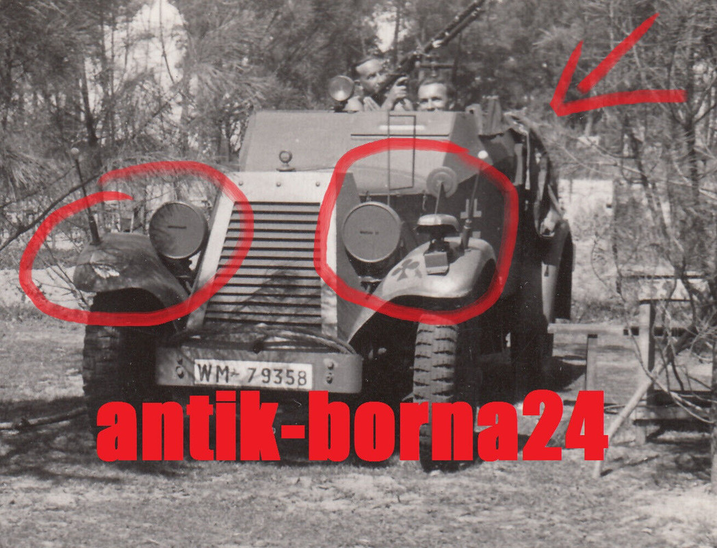 Foto Soldat Kriegsmarine Kfz. 13 Adler Panzerspähwagen SPW Wappen Frankreich3