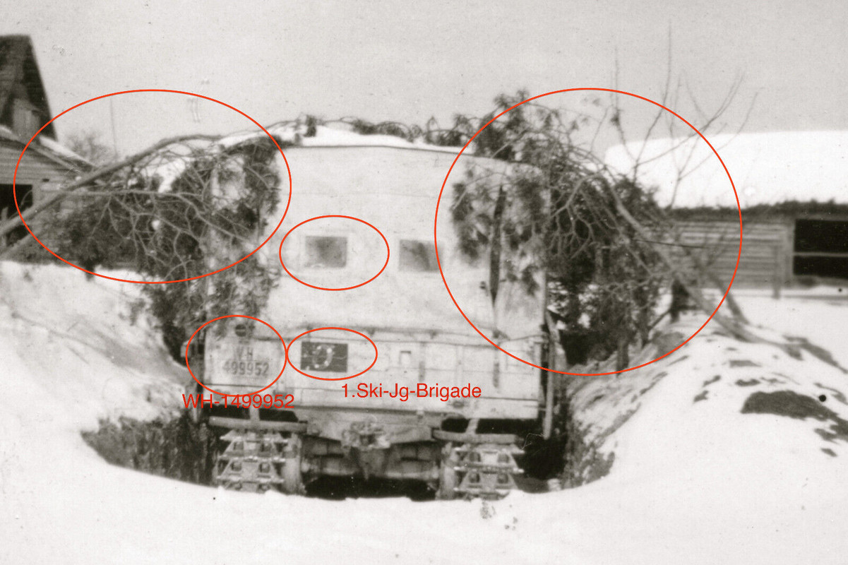 orig. Foto RAUPENSCHLEPPER Ost 1.SKIJÄGER-Brigade PRIPJET 1944 Winterkampf