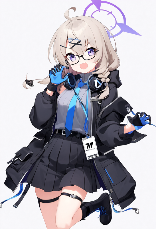 1 girl, kotama (blue archive), light brown hair, purple eyes, single braid, ahog s-2534015517