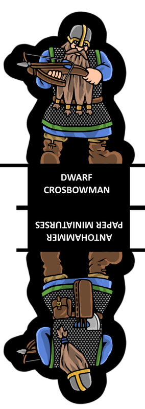 DWARF CROSBOWMAN 28MM ANTOHAMMER PAPER MINIATURES