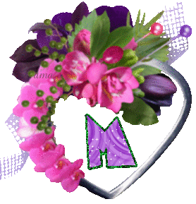 Corazón con Flores Violeta-Lila  M