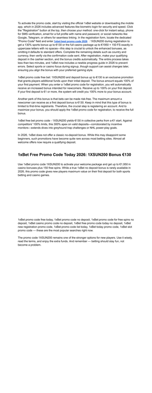 1x Bet New Account Promo Code Registration 1XSUN200