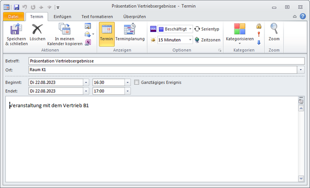 Termin in Outlook