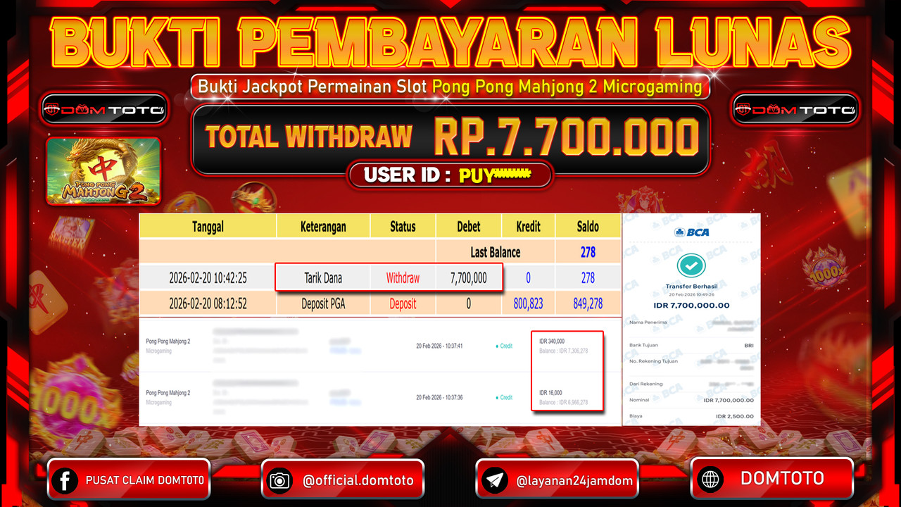 JACKPOT SLOT Pong Pong Mahjong 2 Microgaming 20 FEBRUARI 2026