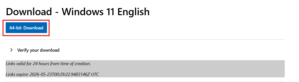 64-bit Download Windows 11 ISO file