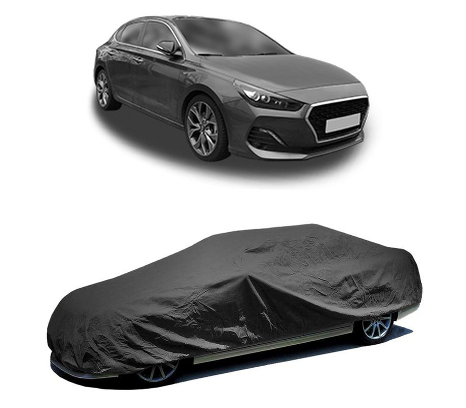 Husa tip prelata auto pentru HYUNDAI i30 FASTBACK (PDE, PDEN) 2017 - 2022,culoare negru, material textil impermeabil, rezistanta la intemperii praf UV, CARPASSION Husa Protectie