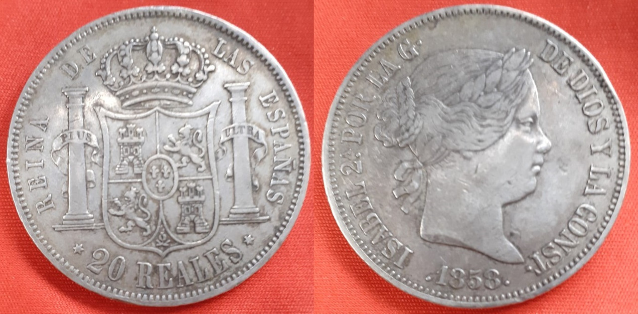 Isabel II, 20 reales, 1858 Thumbnail-20201103-104949