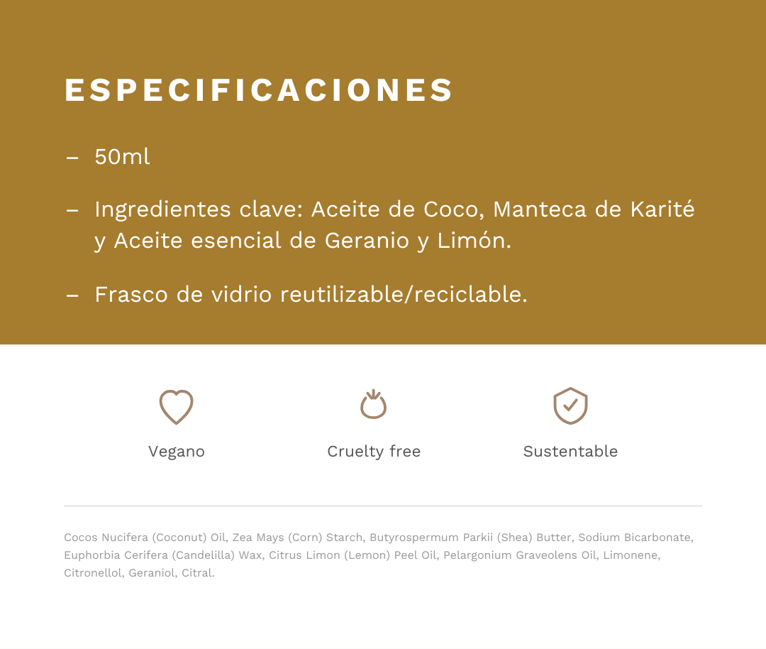 Especificaciones &mdash; Desodorante Geranio y Lim&oacute;n