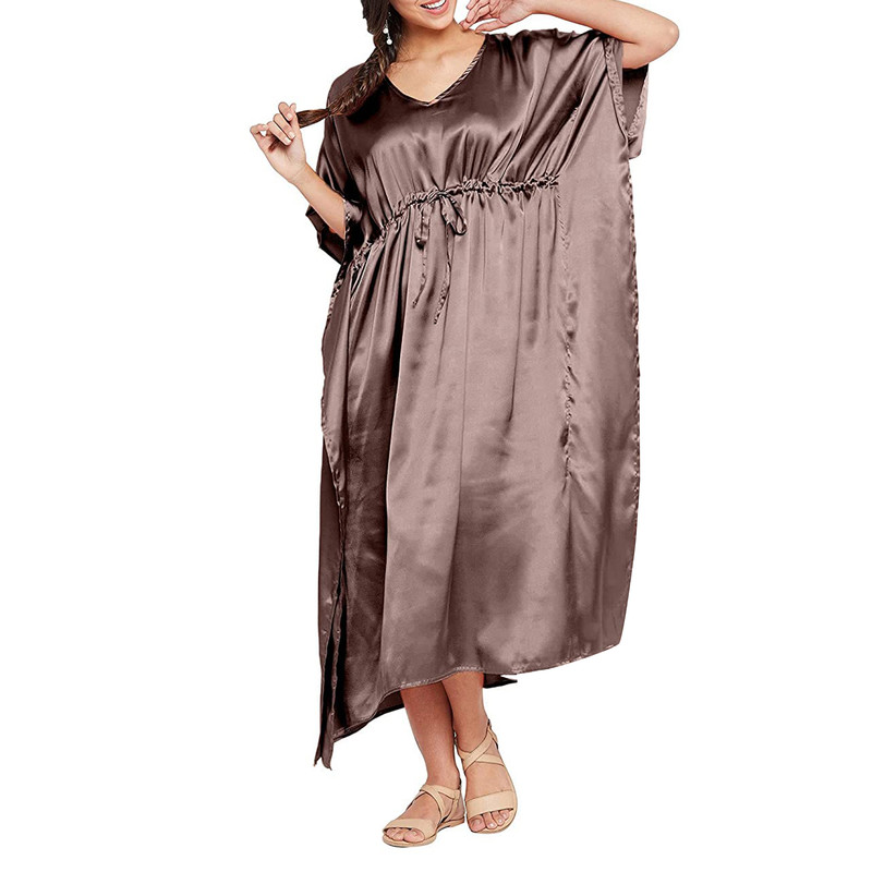 Women Satin Silk Nightdress Lingerie Sleepwear Nightgown Maxi Robe Loungewear - Picture 40 of 125