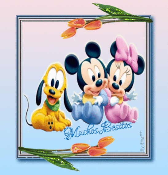Minnie, Mickey y Pluto Besitos