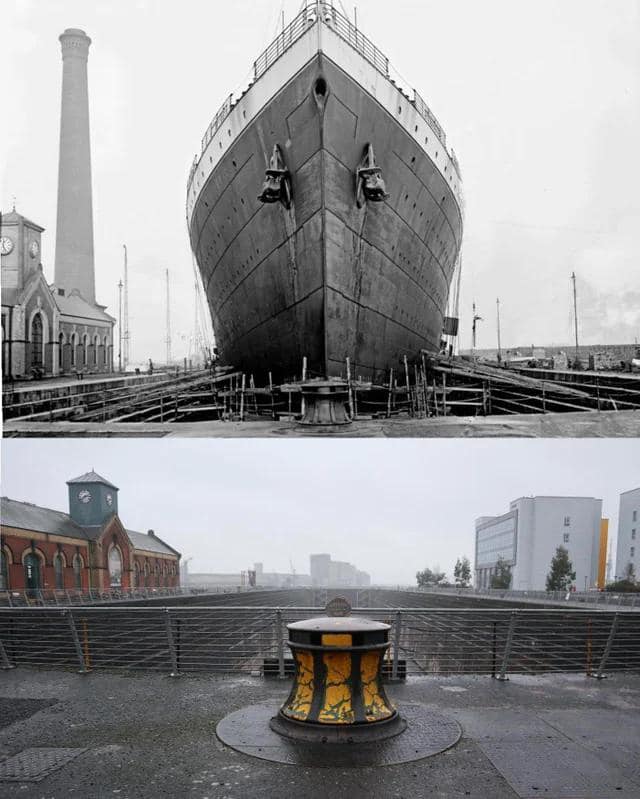 L epave du Titanic en 2012 - Page 2 Hier-et-aujourd-hui-La-cale-s-che-du-Titanic-en-1912-et-2015