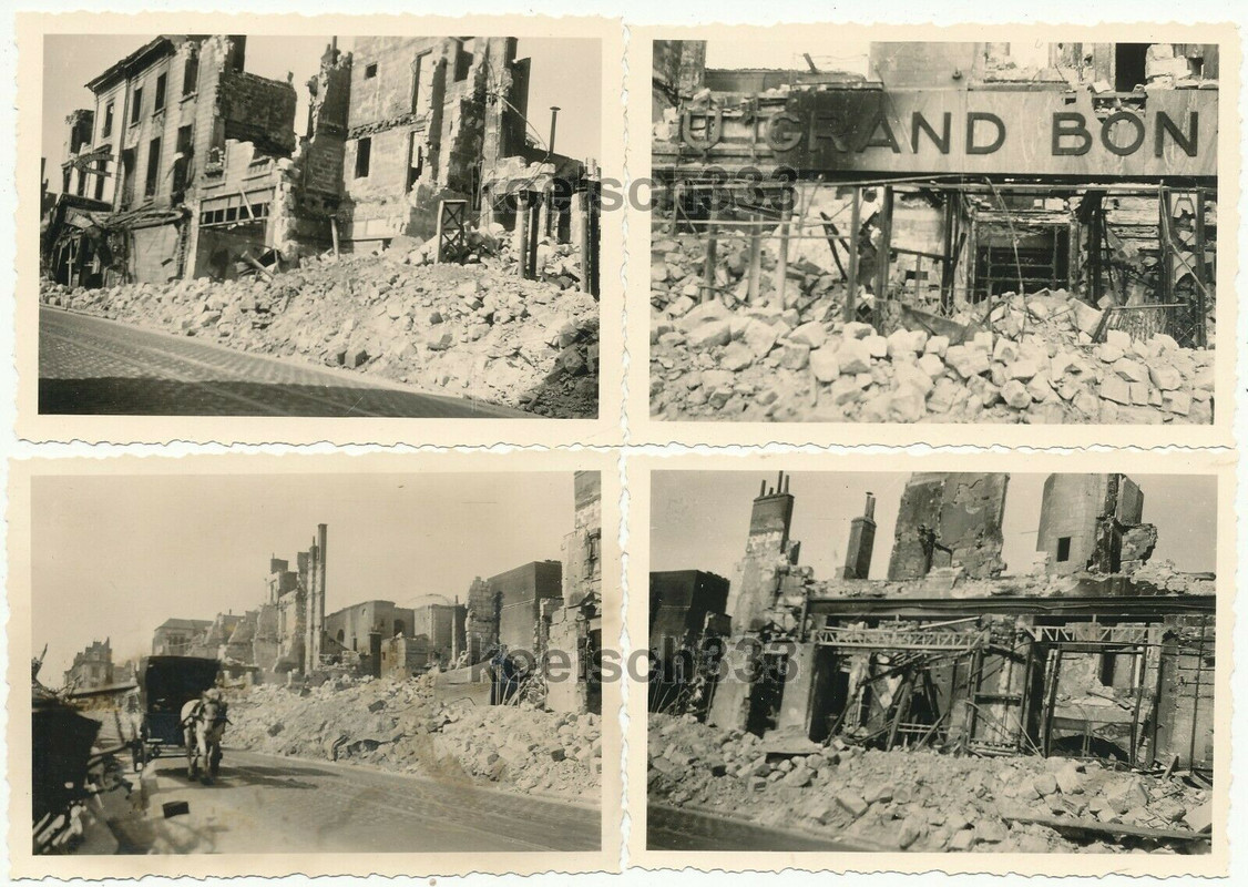 4 Fotos Häuser Ruinen Frontstadt Tours Wehrmacht Westfeldzug Zerstörungen 1940