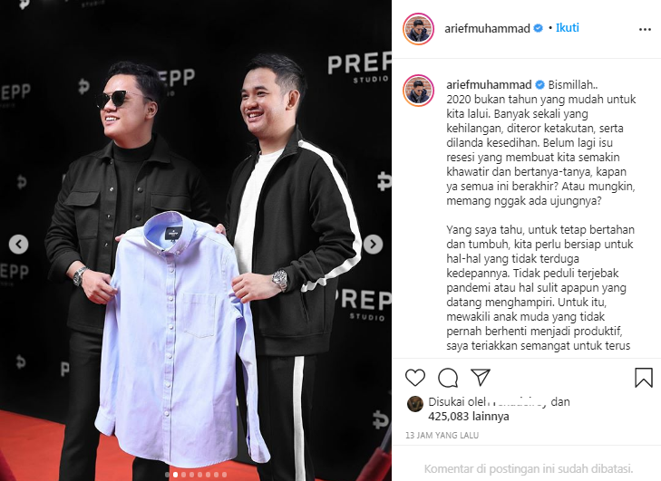 Arief Muhammad mengakuisisi brand perusahaan kemeja pria