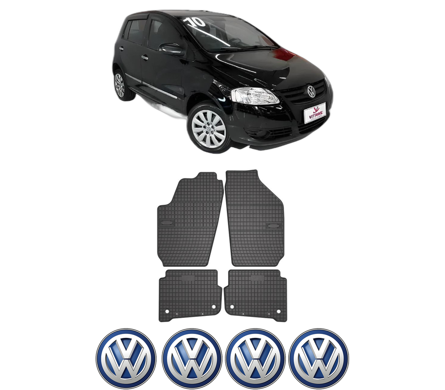 Set covorase presuri Volkswagen FOX Van (5Z1) din 2010-2011, auto, din cauciuc thermoplastic, 4 Stickere auto cu Volkswagen