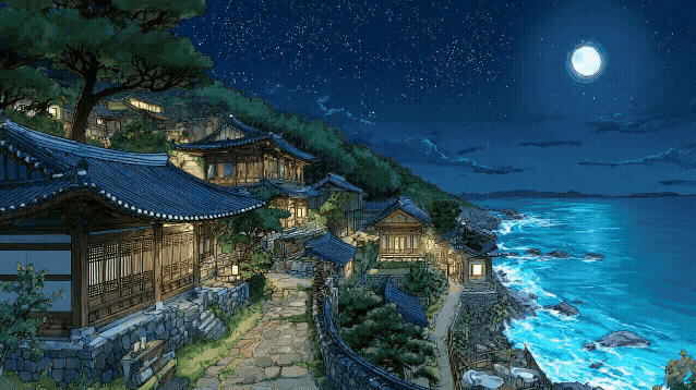 月光浦の村全景