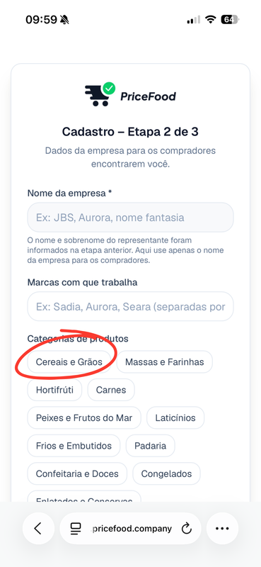 Etapa 2 — informações da empresa