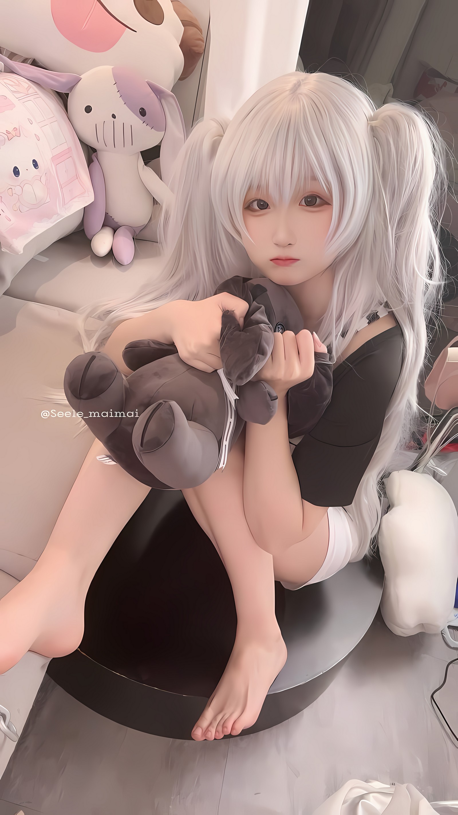 Seele麦麦白色双马尾少女写真｜甜系可爱风高清图集（16P-77M）插图9