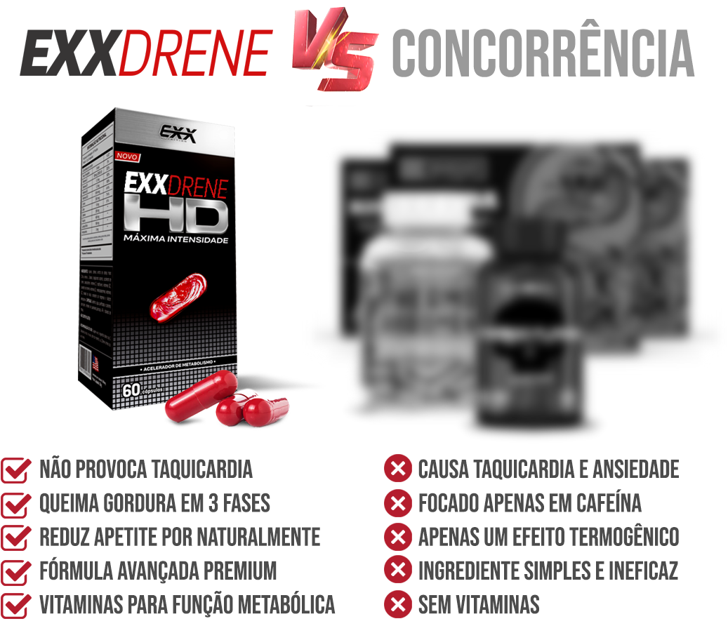Comparativo ExxDrene HD vs concorr&ecirc;ncia