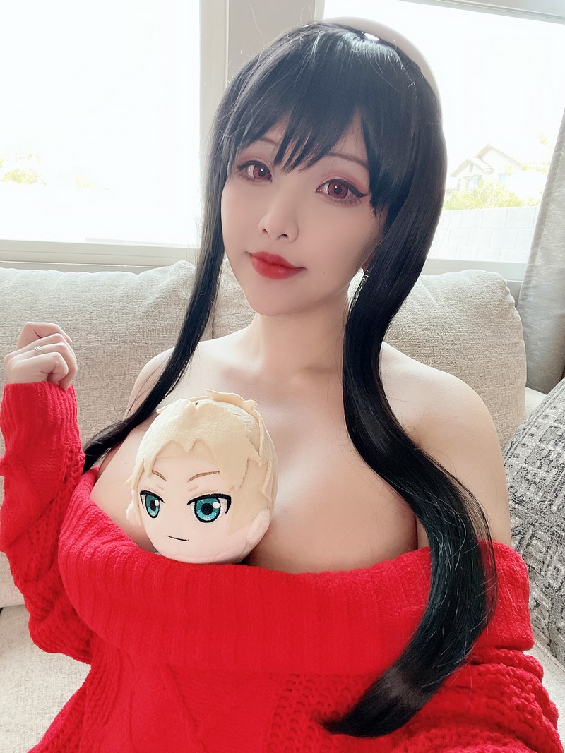 Hana Bunny 约尔红毛衣 Cosplay写真｜Yor Forger 高清图片合集[25P-123.3M]插图7