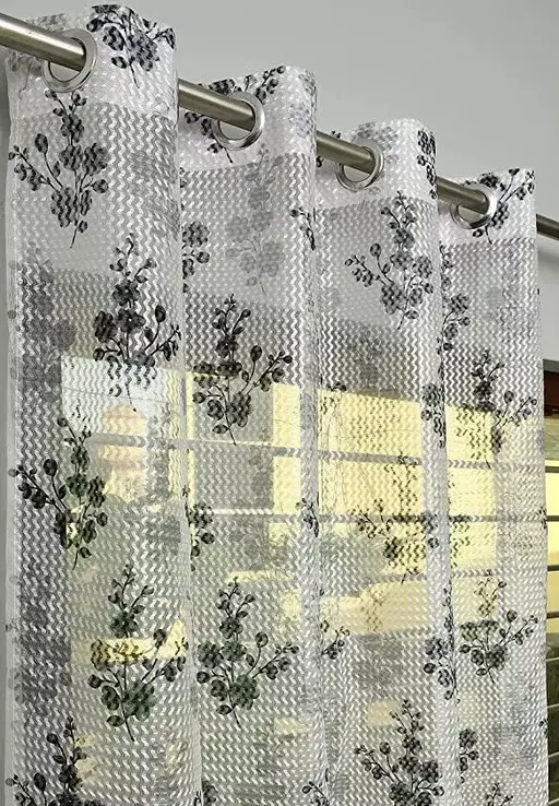 PREMIUM FLORAL NET PRINT CURTANS,SET OF 1 Color 2 (R706)