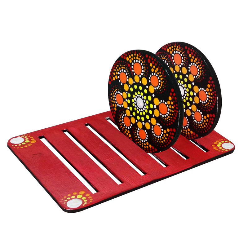 Dot Mandala on Round Tea Coasters with stand DIY Kit