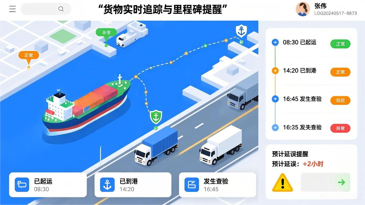 物流全链路可视化轨迹图