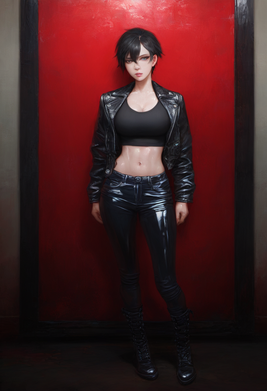 depth of field, 1girl, [[tall]], toned, large breasts, short hair, black hair, b s-3908932360