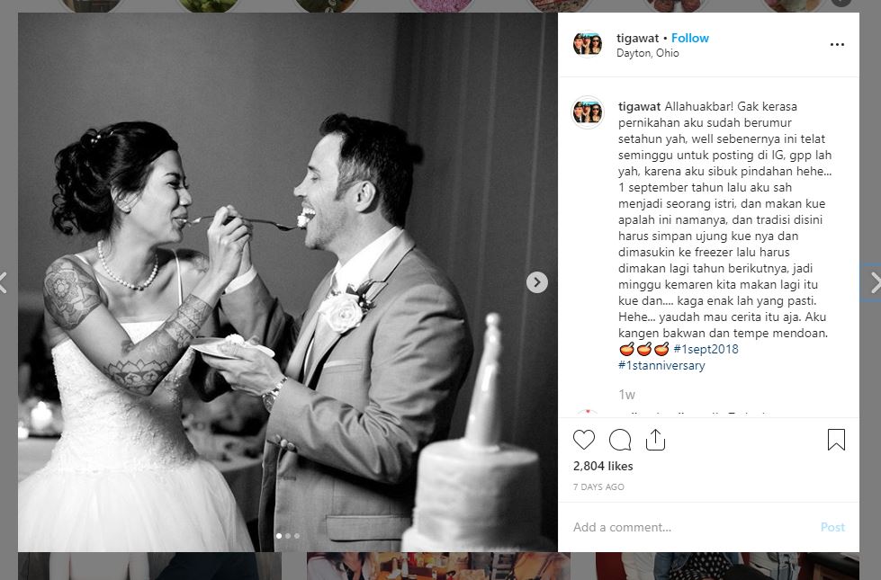Tiga Setia Gara rayakan ulang tahun pernikahan yang pertama