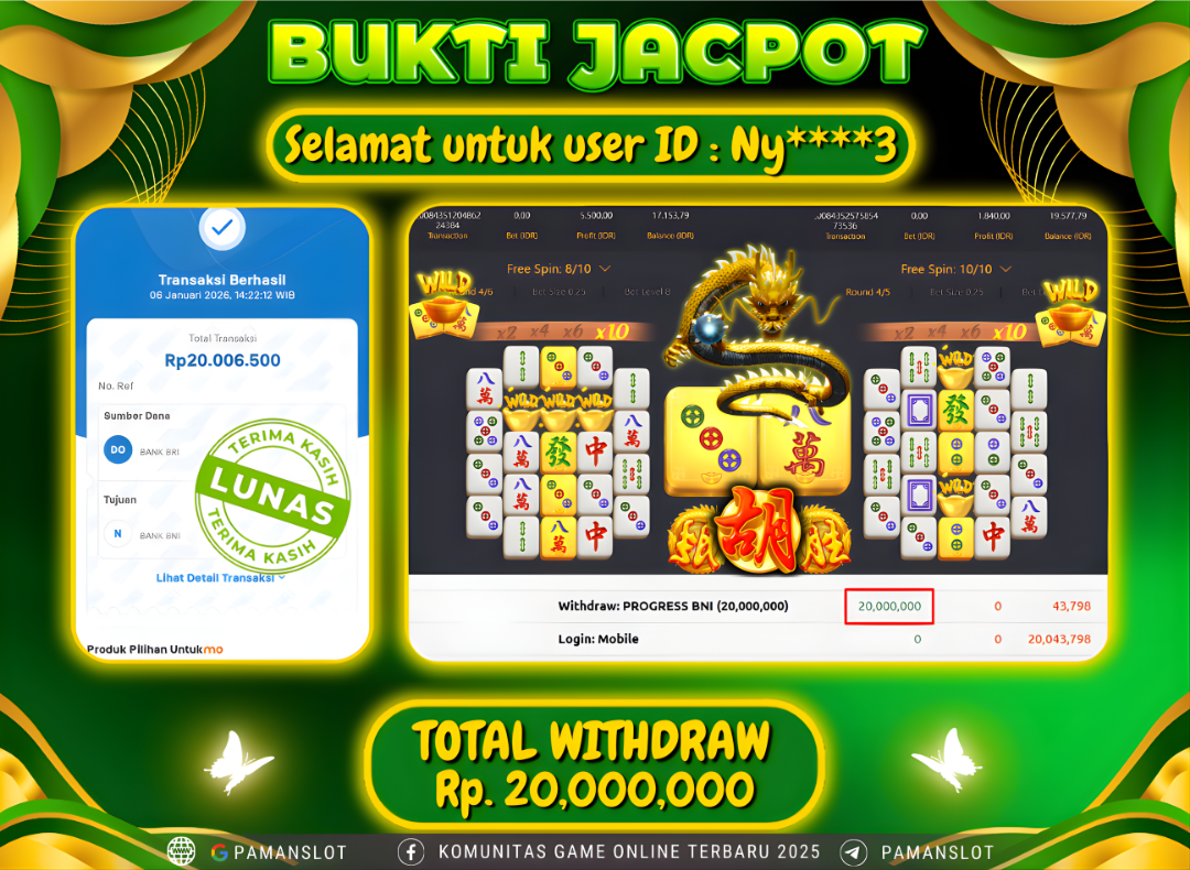 PAMANSLOT JACKPOT Game PG - Mahjong Ways Rp.20,000,000- LUNAS
