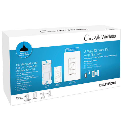 PAQUETE INICIAL CASETA - 1  DIMMER BASICO 1 CONTROL PICO 1 ADAPTADOR 1 PLACA DE MURO
