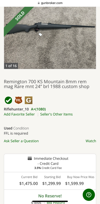 Remington 700 KS Mountain 8mm rem mag Rare mnt 24” brl 1988 custom shop - Bolt Action Rifles at GunB