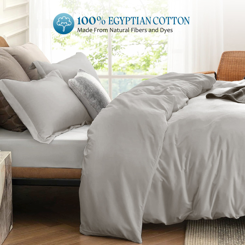 Picture of VEGAS HOTEL COLLECTION Classic Egyptian Cotton 1-Piece Duvet Cover { Zippered Closure } 1000 Thread Count- Fabulous Solid Looking Color Silver Grey - Twin/Twin XL Size
