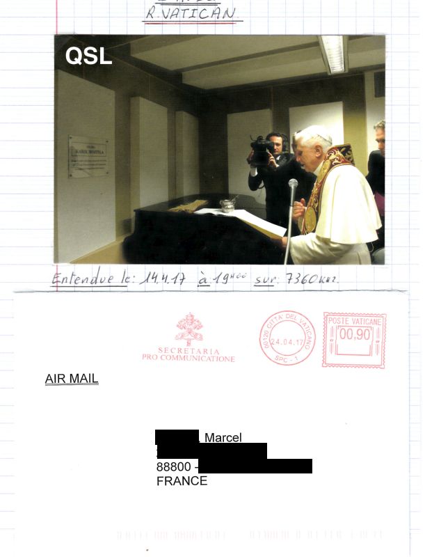 QSL de R.VATICAN  QSL-R-VATICAN-2017