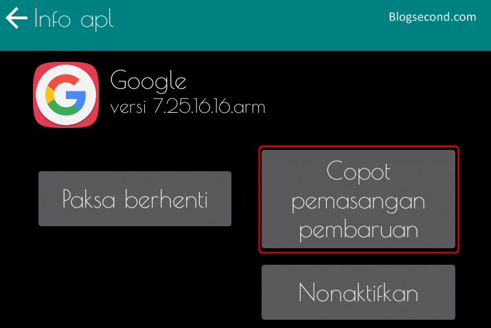 Mencopot Pembaruan di Suatu Aplikasi