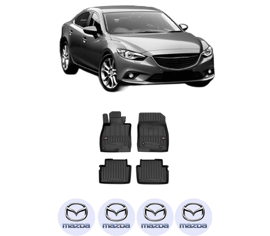 Set covorase presuri MAZDA 6 Saloon (GJ, GL) din 2012-2020, auto, din cauciuc thermoplastic, 4 Stickere auto cu MAZDA