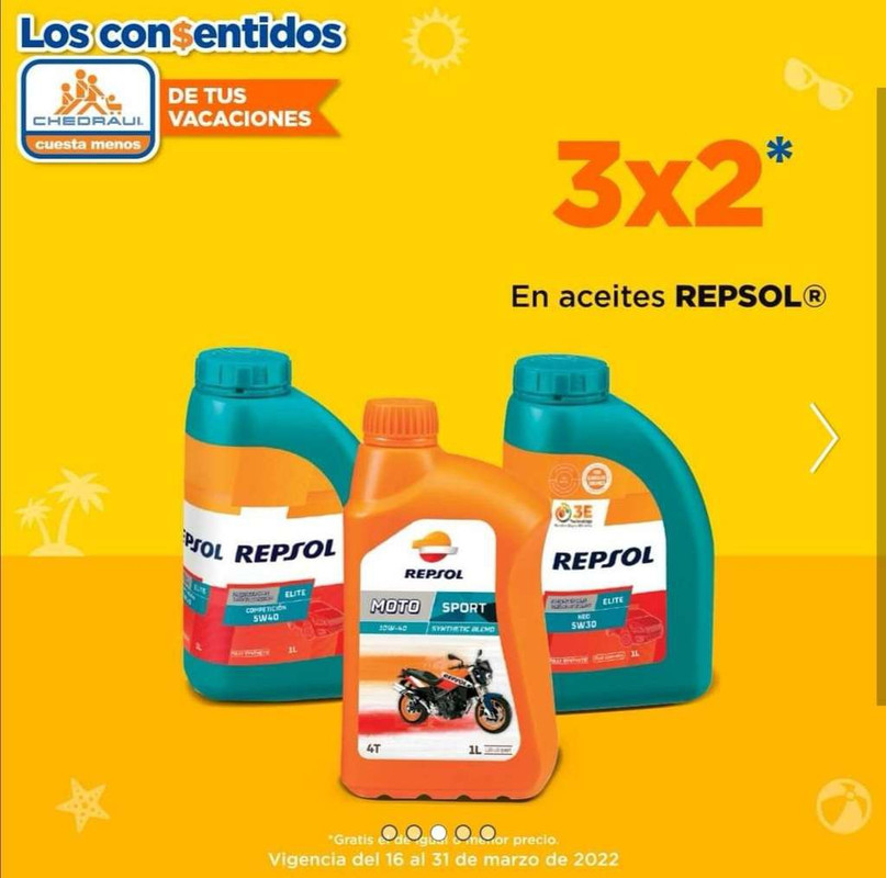 Chedraui: 3 x 2 en aceites Repsol 