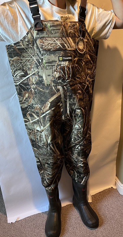 TIDEWE CHEST WADERS WITH BOOTS HANGER REALTREE MAX5 CAMO FISHING US MENS SZ 14