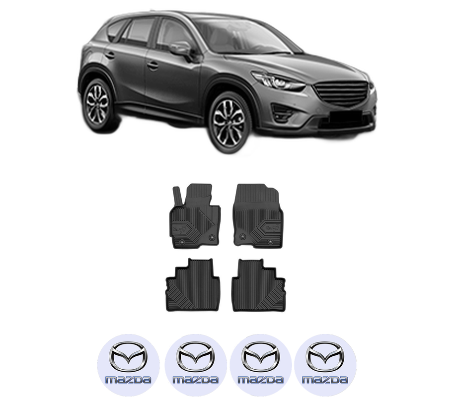 Set covorase presuri MAZDA CX-5 | KE din 2012-2024, auto, din cauciuc thermoplastic, 4 Stickere auto cu MAZDA