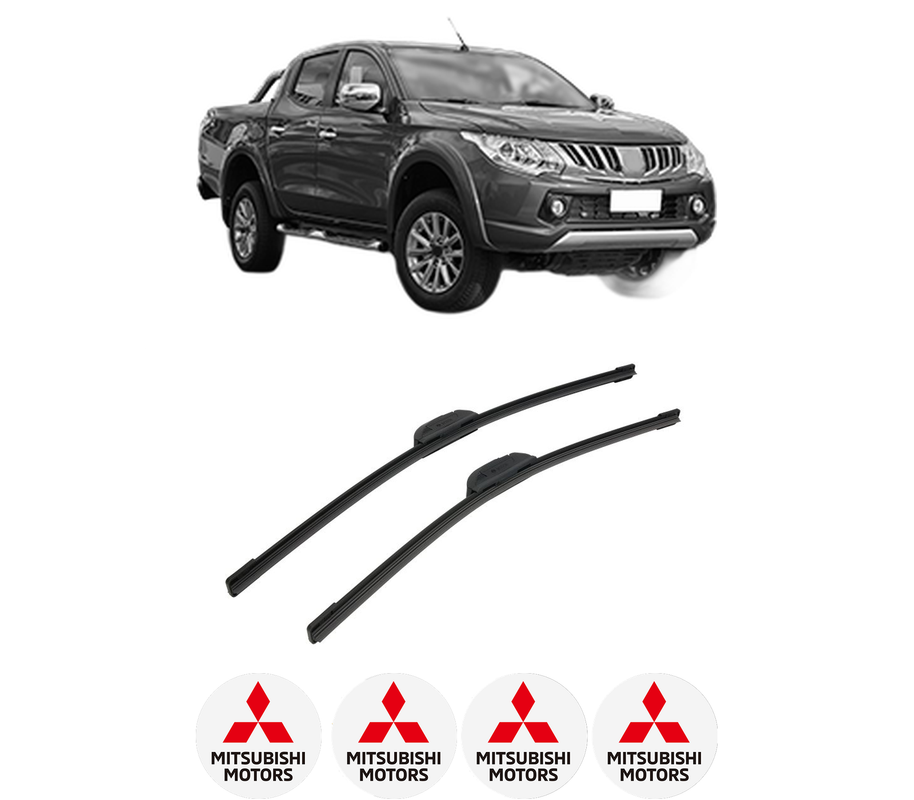 Set stergatoare auto MITSUBISHI L200 / TRITON (KJ_, KK_, KL_) din 2014-2019, pentru parbriz auto, 2 bucati, Bosch Aerotwin Retrofit, din cauciuc siliconat rezistent, 4 Stickere Auto MITSUBISHI