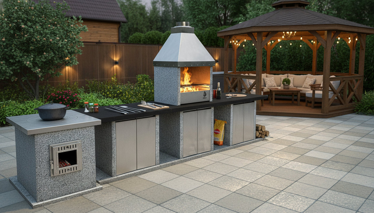 Каменная печь из гранита для барбекю